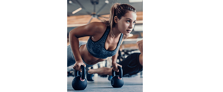 Woman working out in home gym